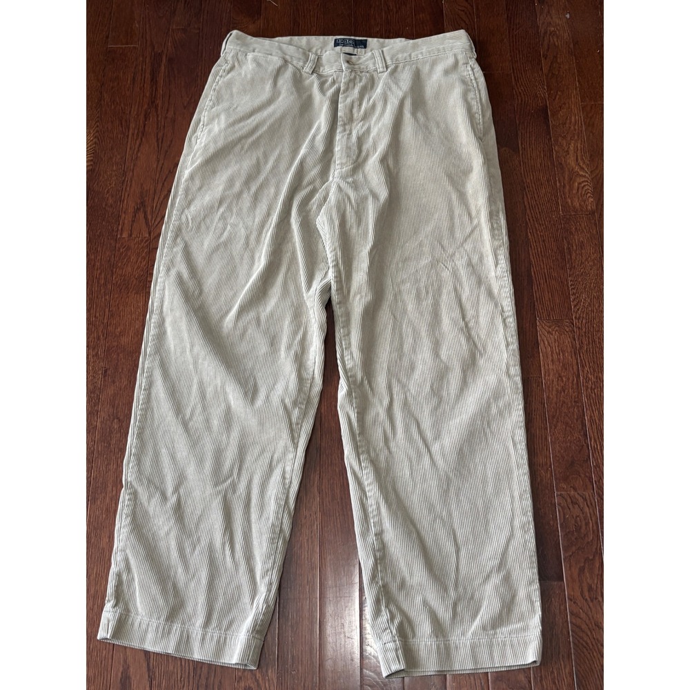 Vintage Polo Ralph Lauren Corduroy Pants Mens 36x30 Tan Wide Wale 90s Y2K